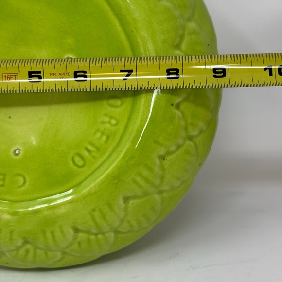 Moreno Ceramics Vintage Green Cracked Glaze Low Bowl Planter Dish USA MCM Retro - Picture 9 of 10